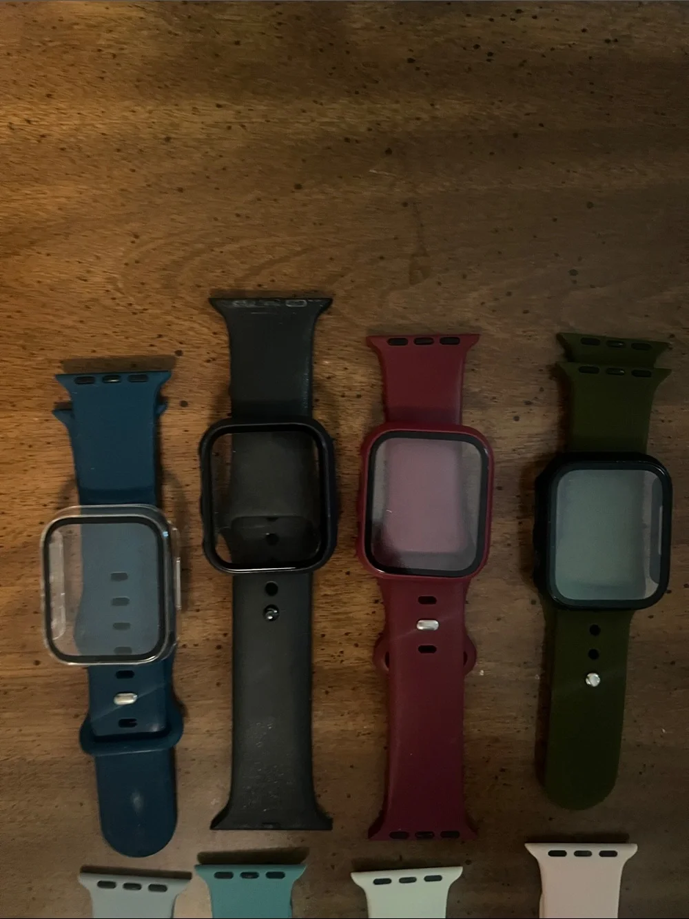 Silicone Apple Watch Bands with Protective Cases - Set of 8